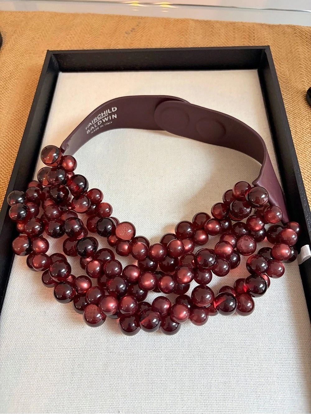 Fairchild Baldwin Bella Necklace Beaded Statement Red & Brown